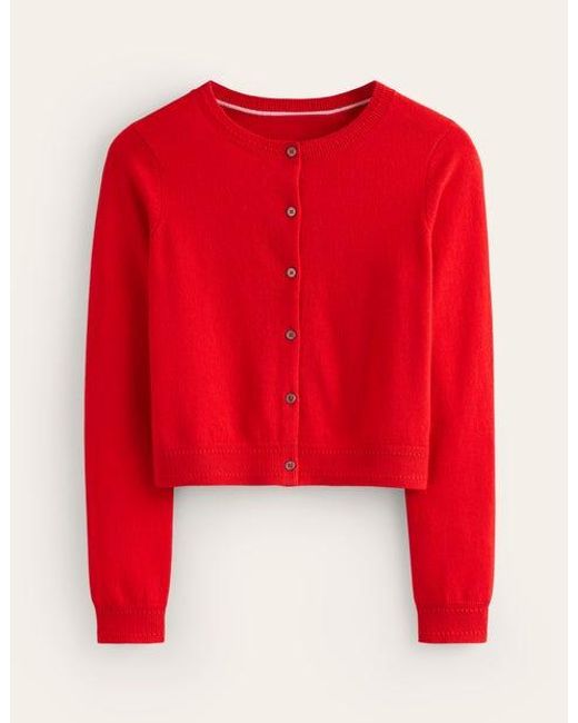 Boden Red Eva Cashmere Cropped Cardigan