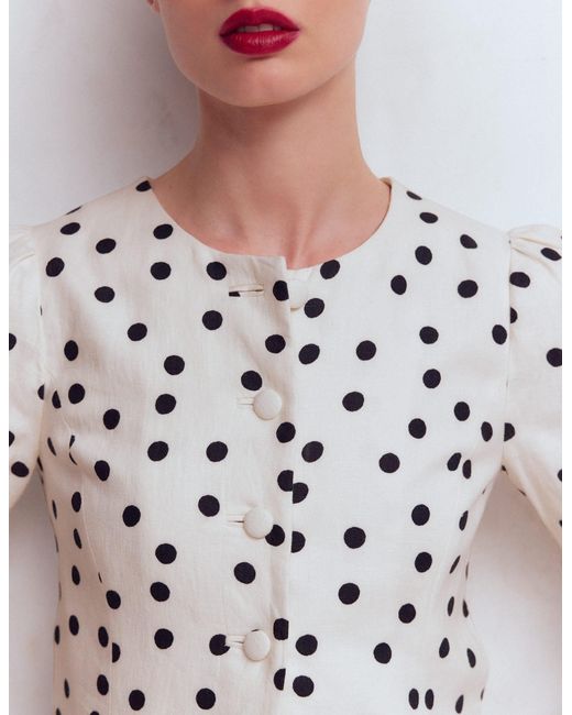 Boden White Salisbury Puff Sleeve Jacket