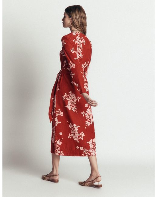 Boden Red Louise Cord Midi Shirt Dress