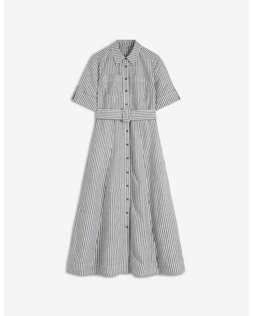 Boden White Ora Linen Blend Shirt Dress