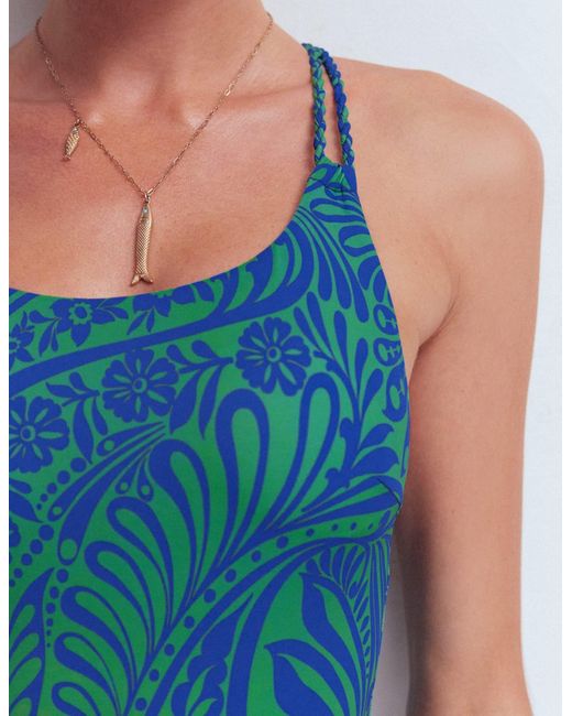 Boden Blue Twist Strap Swimsuit