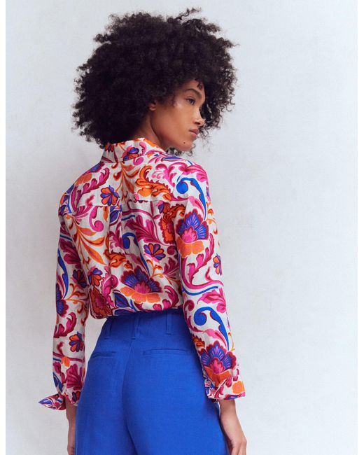 Boden Blue Sienna Linen Shirt-Multi, Paradise Bay