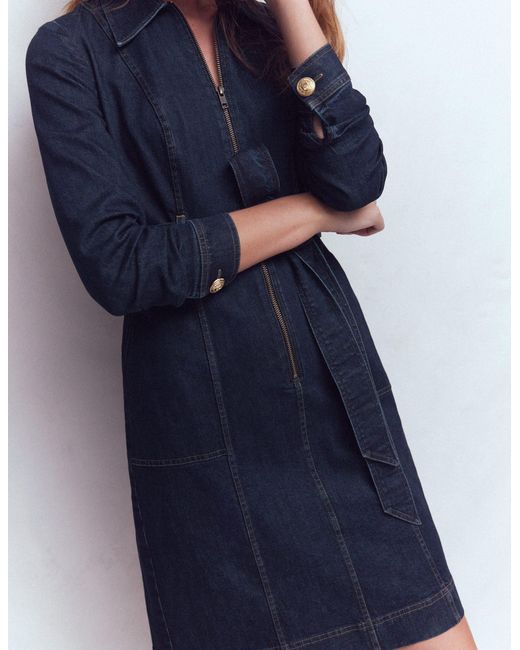 Boden Blue Zip Denim Short Dress