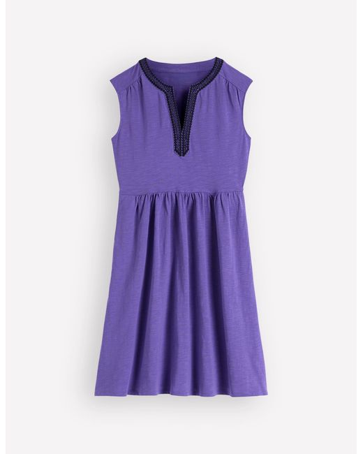 Boden Purple May Embroidered Short Dress