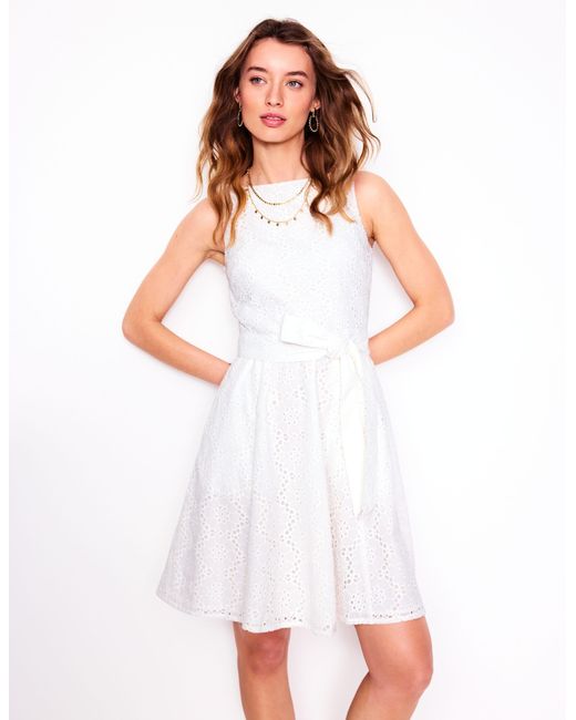 Boden White Anya Sleeveless Broderie Dress