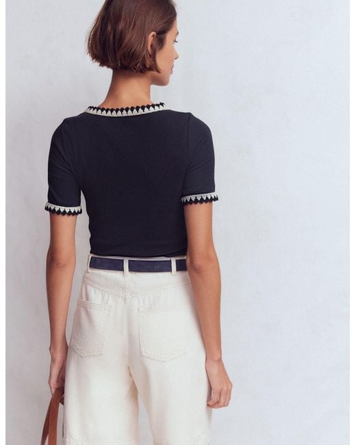 Boden Blue Maddie Trim Detail T-Shirt