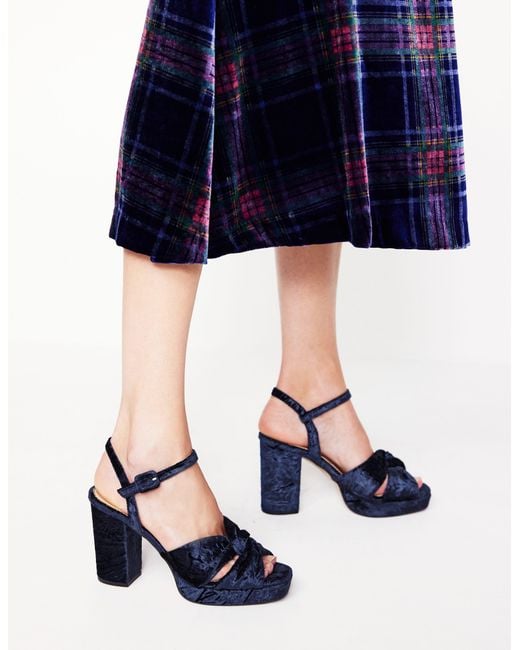 Boden Blue Twist-Front Heeled Platforms