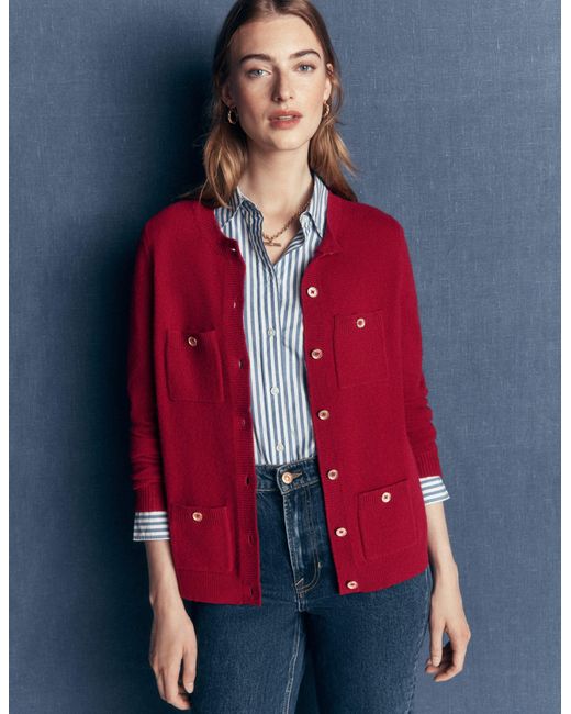 Boden Red Marianne Merino Wool Cardigan