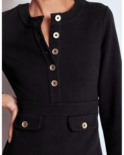 Boden Black Lavinia Button Shift Dress