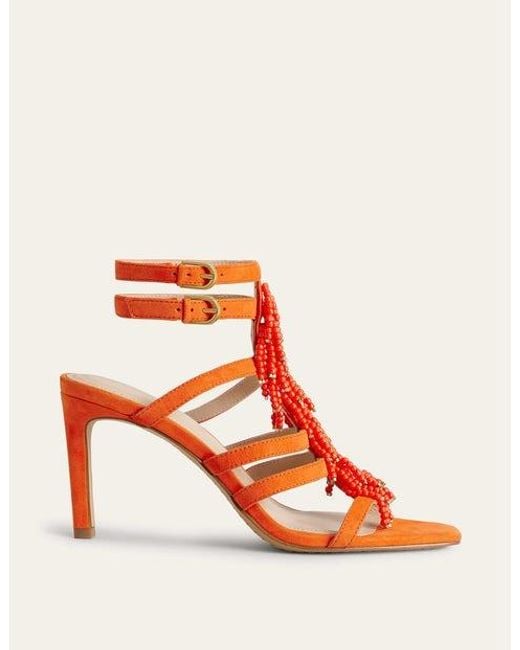 Boden Orange Beaded Heeled Sandals