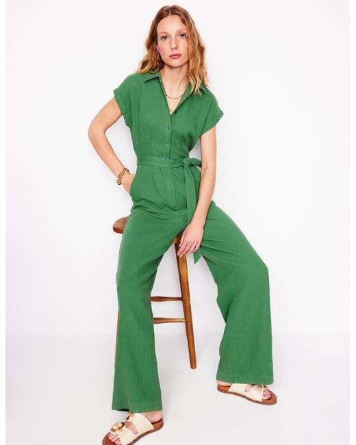 Boden Green Colette Double Cloth Jumpsuit