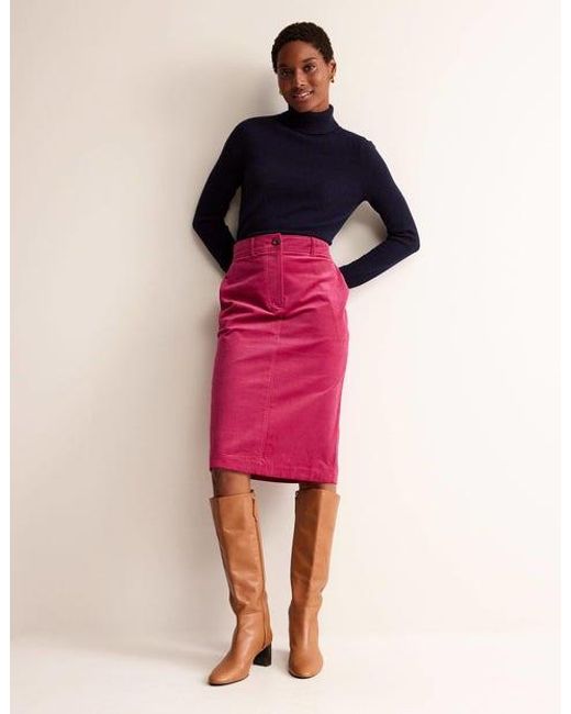 Boden Pink Margot Cord Midi Skirt