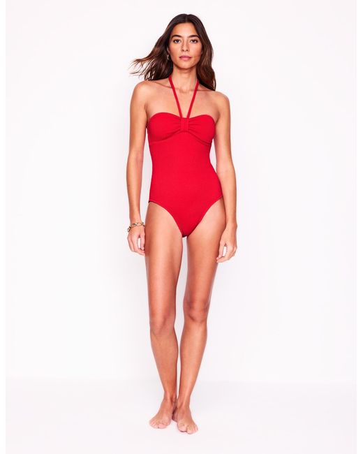 Boden Red Crinkle Texture Swimsuit