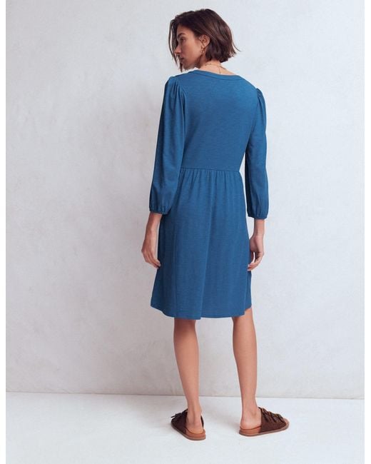 Boden Blue Cathy Notch Neck Jersey Dress