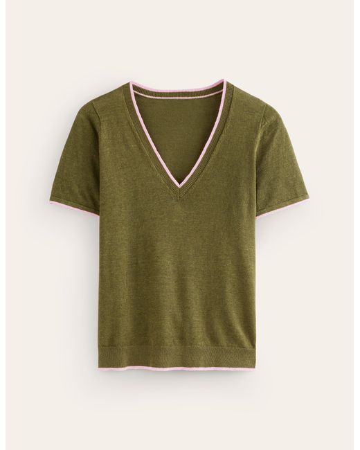Boden Green maggie V-neck Linen T-shirt