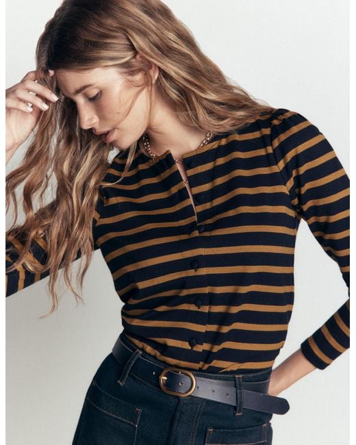 Boden Blue Iris Puff Sleeve Mariner