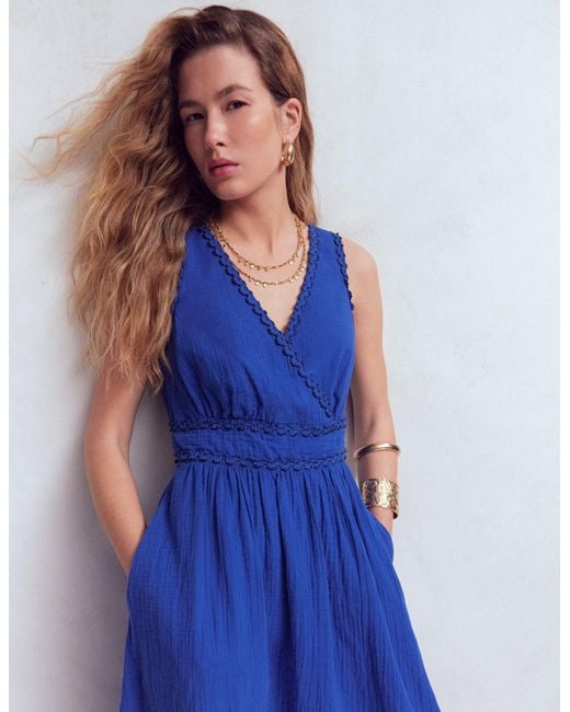 Boden Blue Lorna Trim Double Cloth Dress