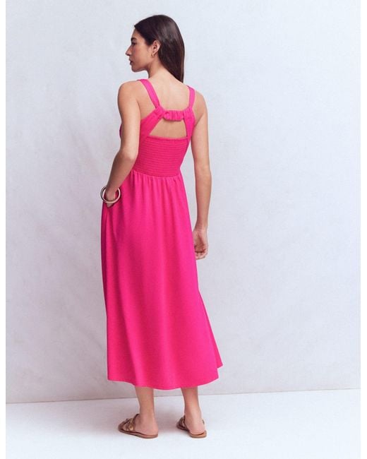 Boden Pink Saoirse Smock Back Dress