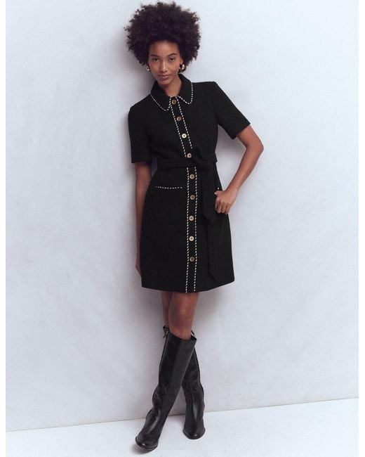 Boden Black Loren Trim Short Dress