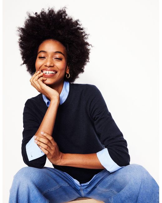Pull eva col rond en cachemire Boden en coloris Blue