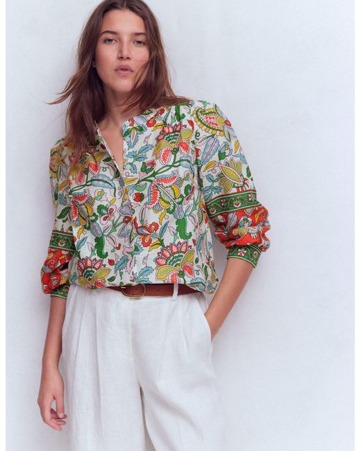 Boden Multicolor Alicia Linen Top-Multi, Botanical Trail