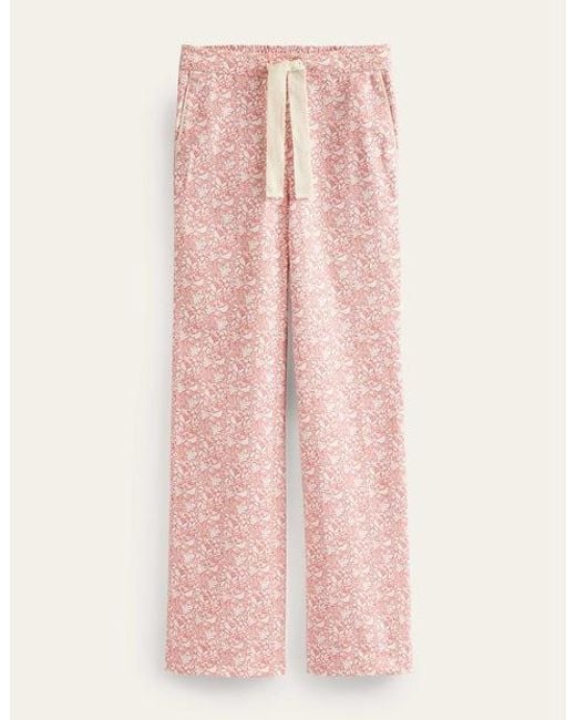 Boden Pink Brushed Cotton Pyjama Trouser Rosette Blush, Forest Meadow