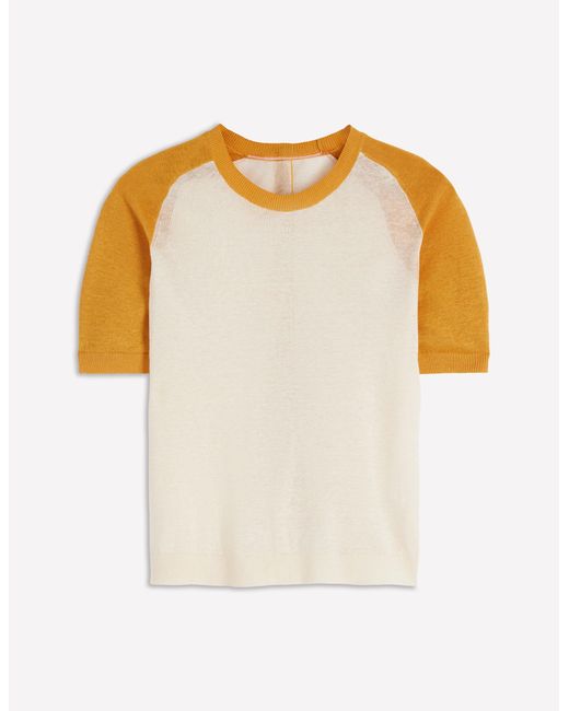 Boden Blue Agnes Linen Button T-Shirt