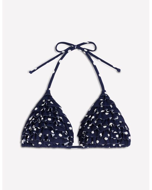 Boden Blue Ruffle Bikini Top