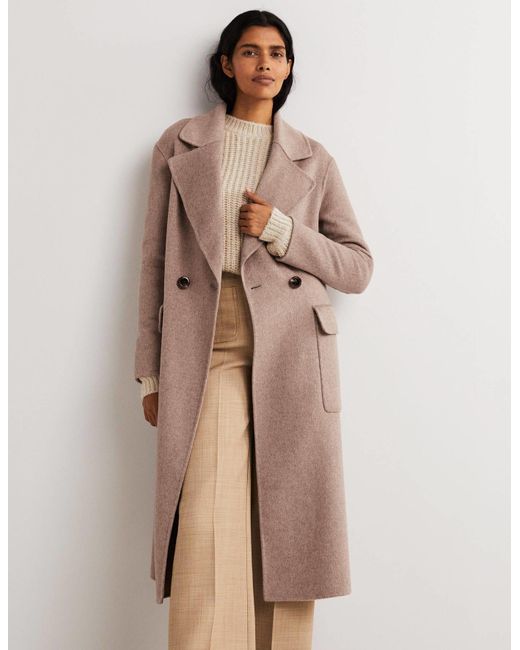 Boden Double Faced Wool Coat Oatmeal Melange in Natural Lyst