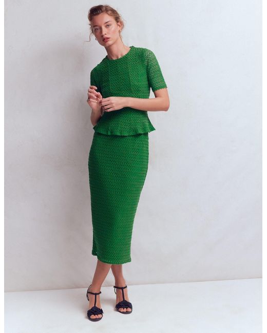Boden Green Lace Peplum Top
