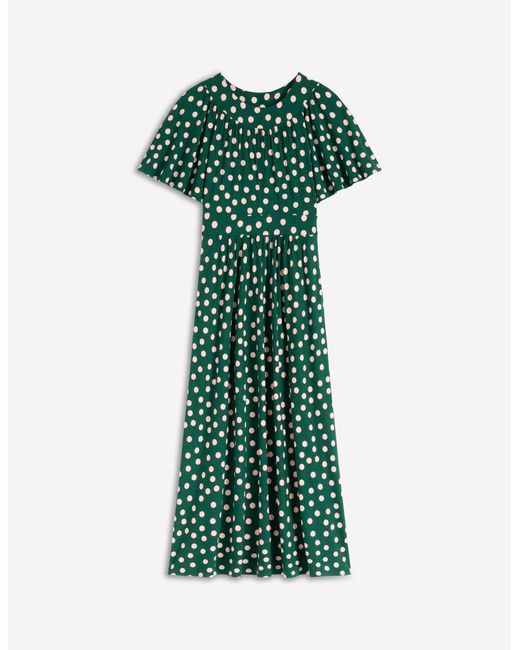 Boden Green Yoke Panel Maxi Dress-Emerald Night, Painted Dot