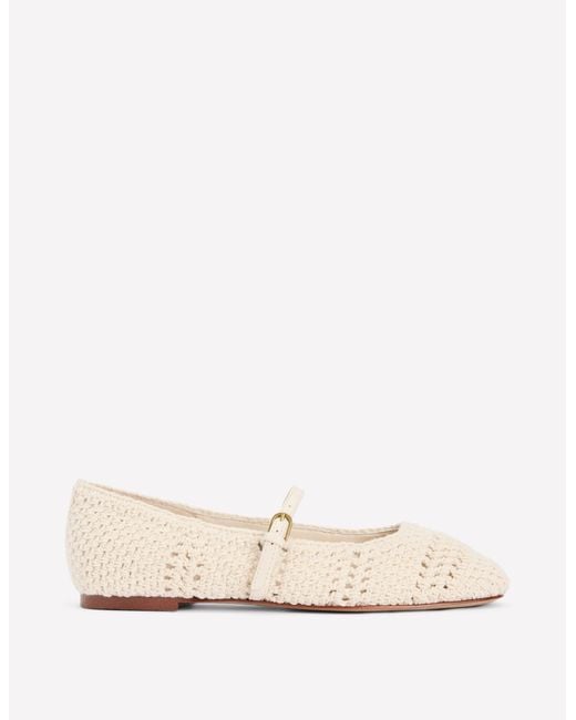 Boden Natural Crochet Mary Jane Flats