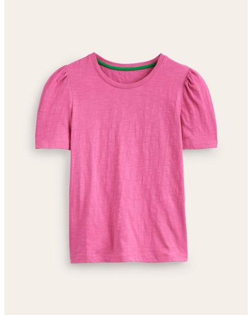 Boden Pink T-Shirt Mit Puffärmeln Aus Baumwolle Damen