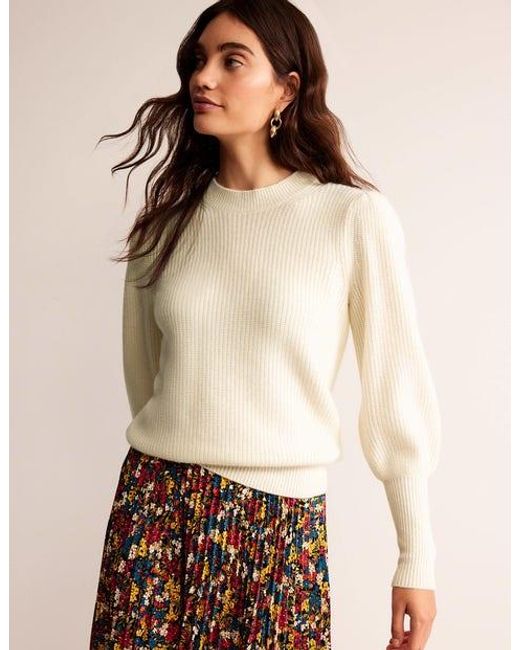 Boden Natural Key Hole Cashmere Sweater