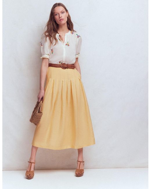 Boden White Valentina Linen Skirt