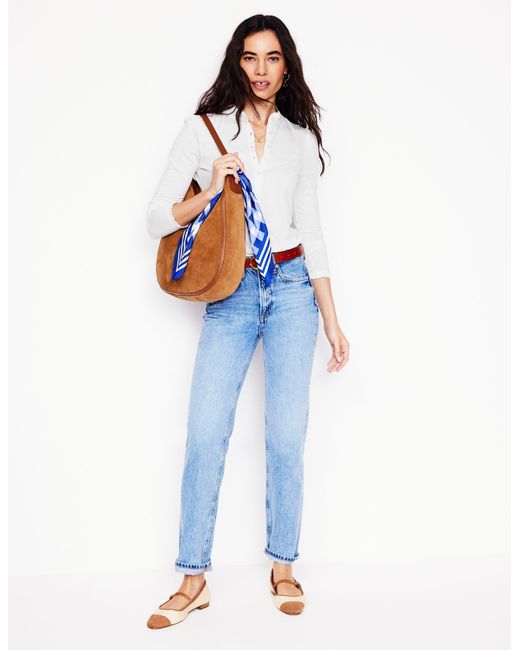 Boden White Supersoft Frill Henley Top