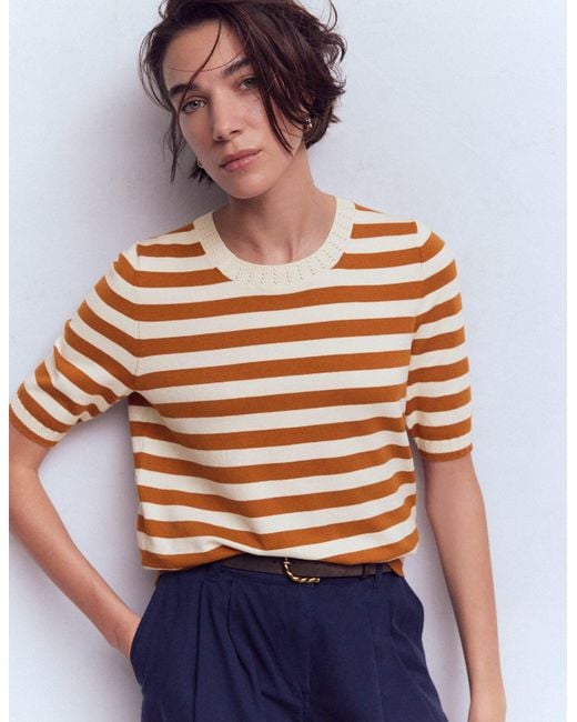 Boden Blue Emilia Cotton Crew T-Shirt