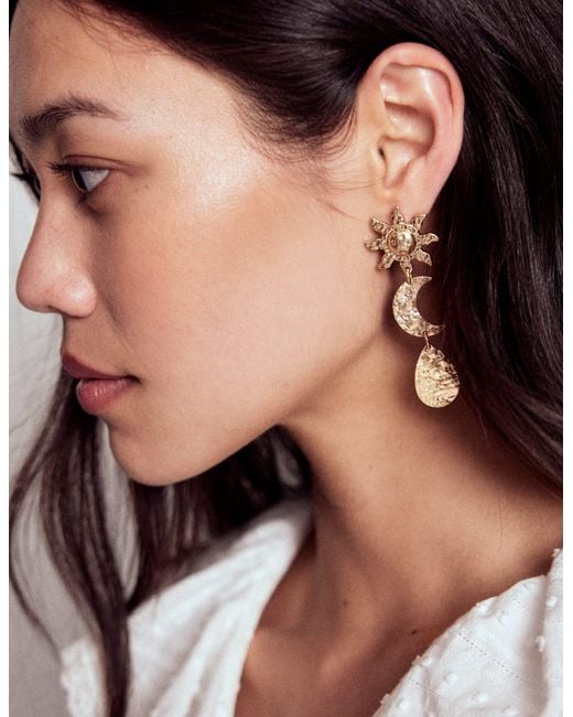 Boden White Hammered Motif Earrings