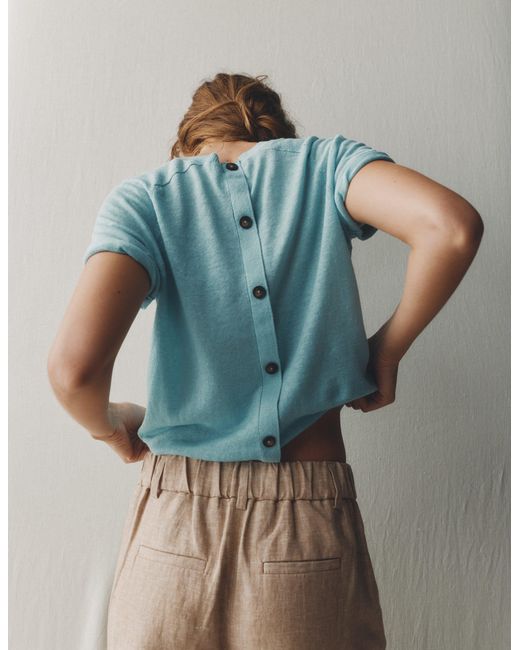 Boden Green Agnes Linen Button T-Shirt