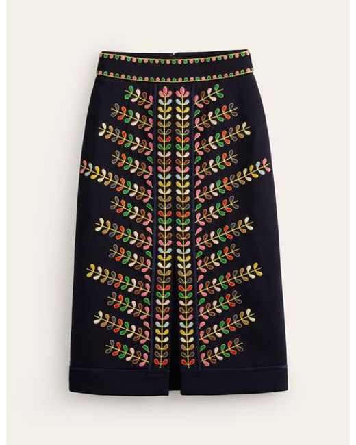 Boden Black Embroidered Icon Skirt