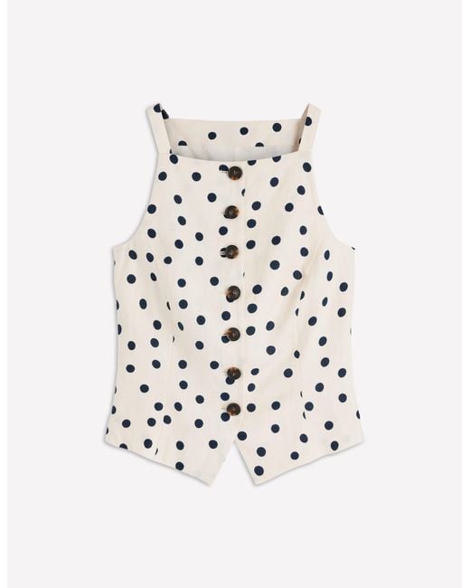 Boden Multicolor Square Neck Linen Waistcoat