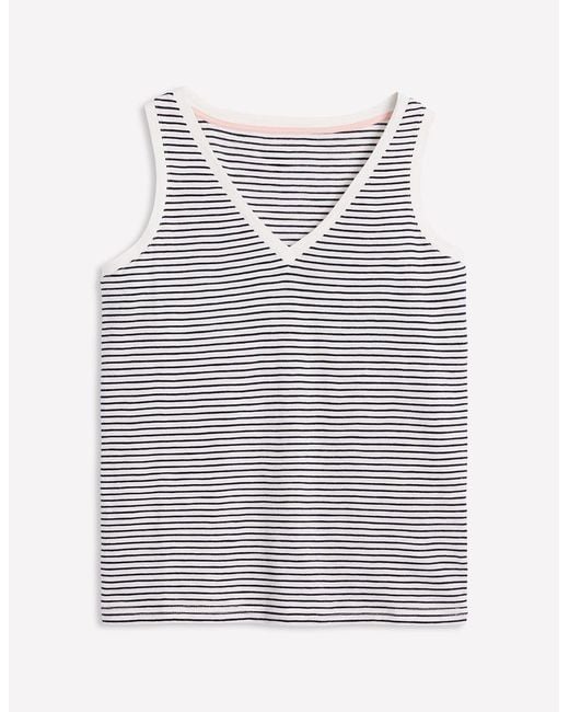 Boden White Regular V-Neck Slub Tank Top