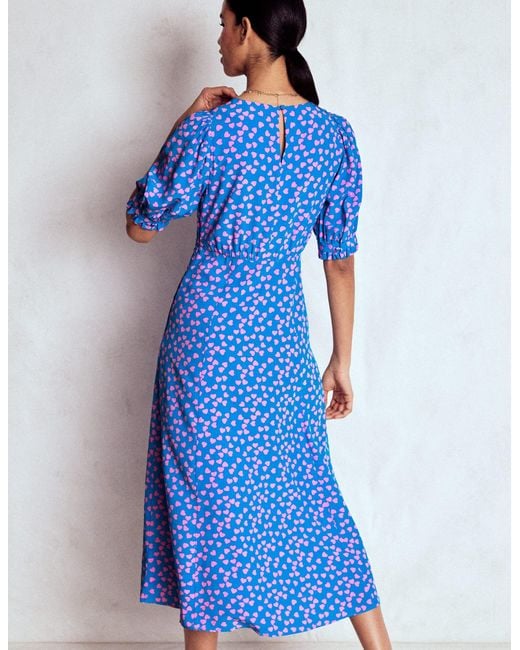 Boden Blue Blanca Midi Tea Dress-French, Dainty Scallop