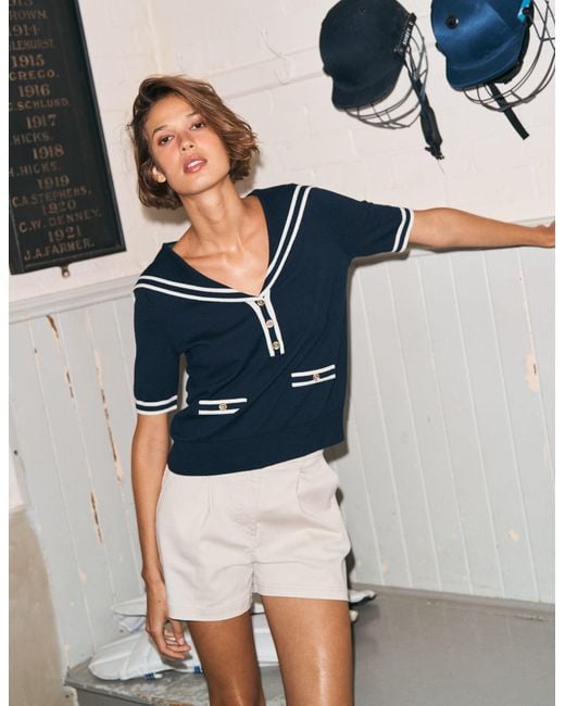 Boden Blue Sailor Collar Jumper