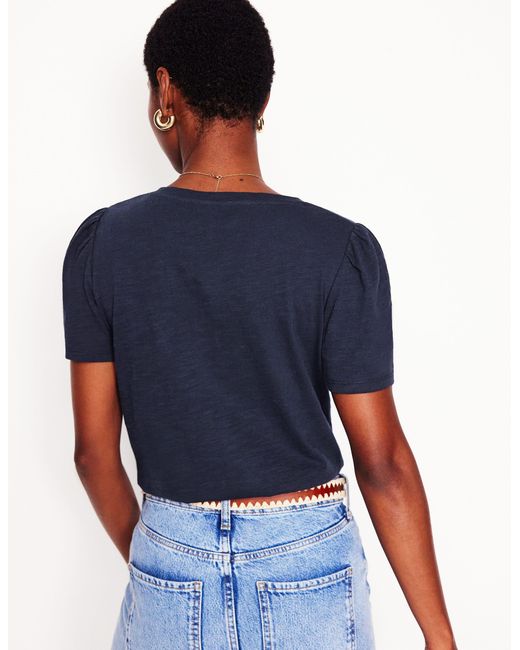 Boden Blue Sophie V-Neck Slub T-Shirt