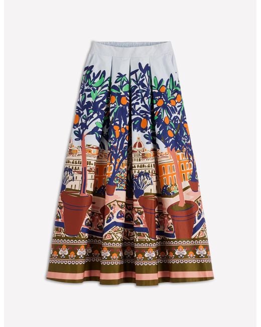 Boden Blue Verity Sateen Skirt