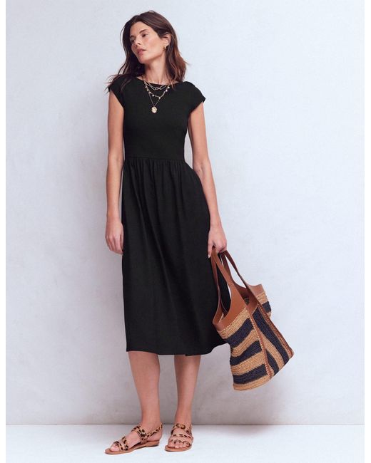 Boden Black Boat Neck Mix Dress