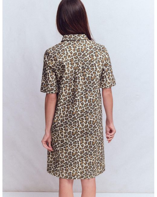 Boden Multicolor Zia Pocket Shift Dress-Almond Milk, Cheetah Pop