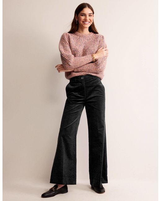Boden Black Wide-leg Corduroy Trousers