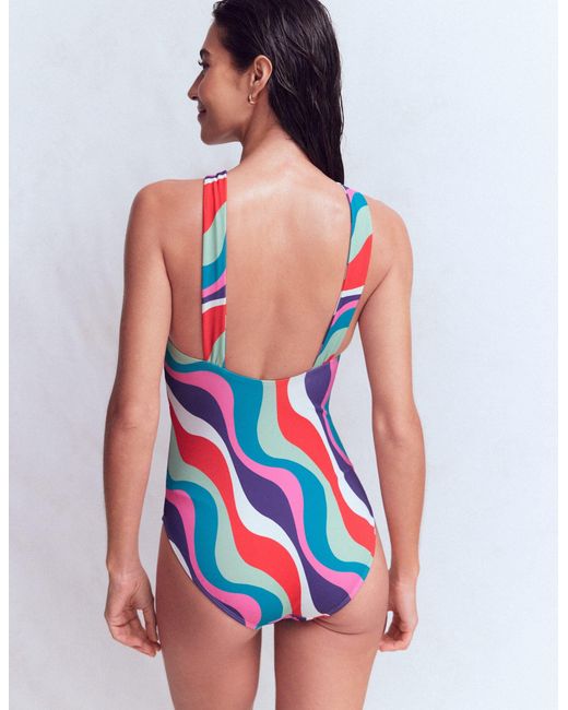 Boden Multicolor Pleated Strap Cross Swimsuit